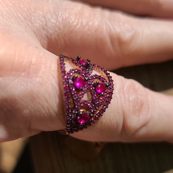 Ruby fleur-de-lis wrap ring sz 7.5 rose gold - Picture 6 of 8